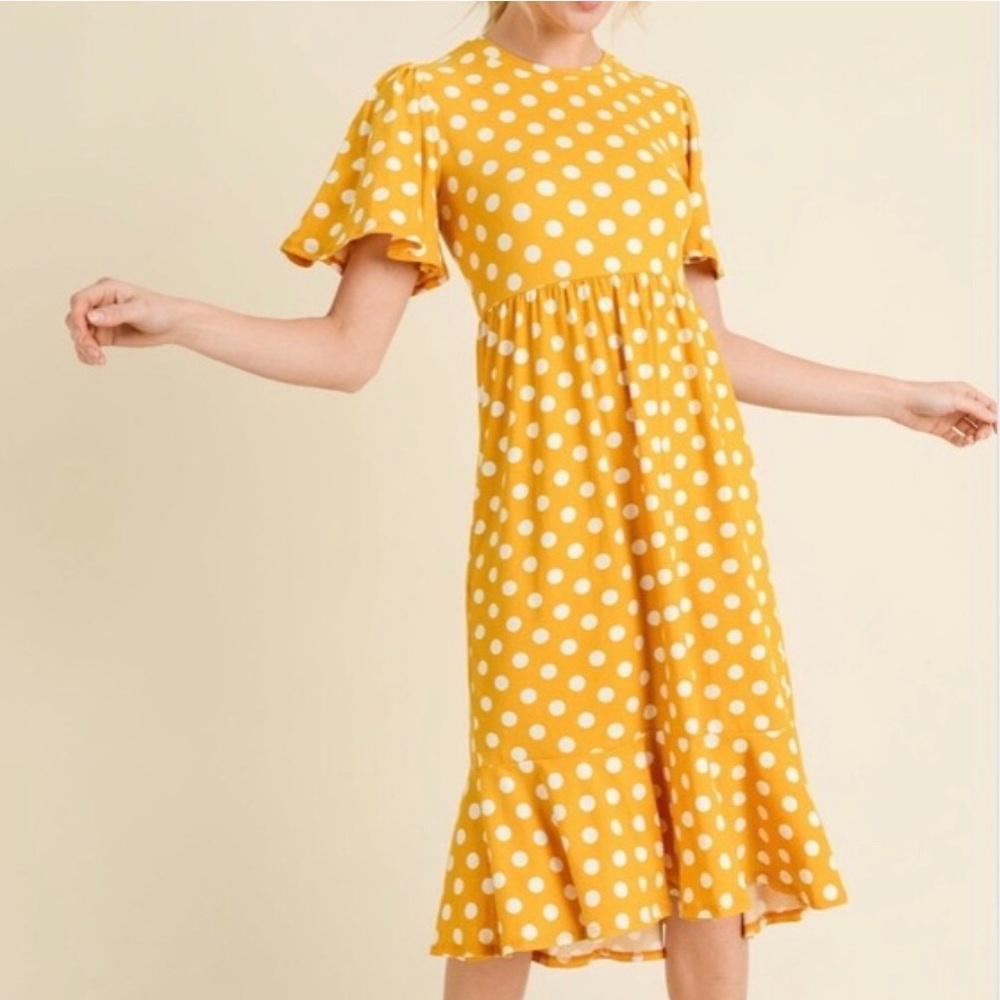 Reborn J Flutter Sleeve Polka Dot Dress